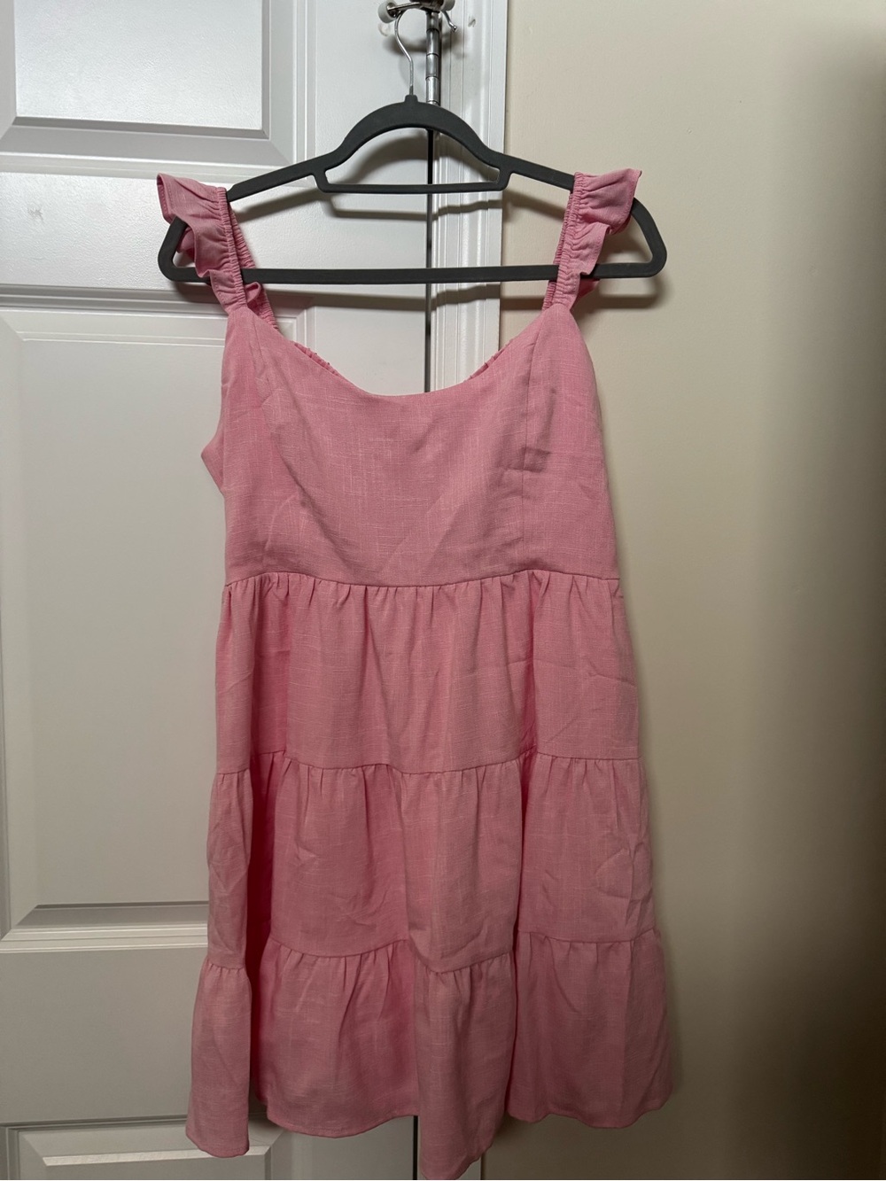Altar'd State Pink Tiered Ruffle-Shoulder Sundress